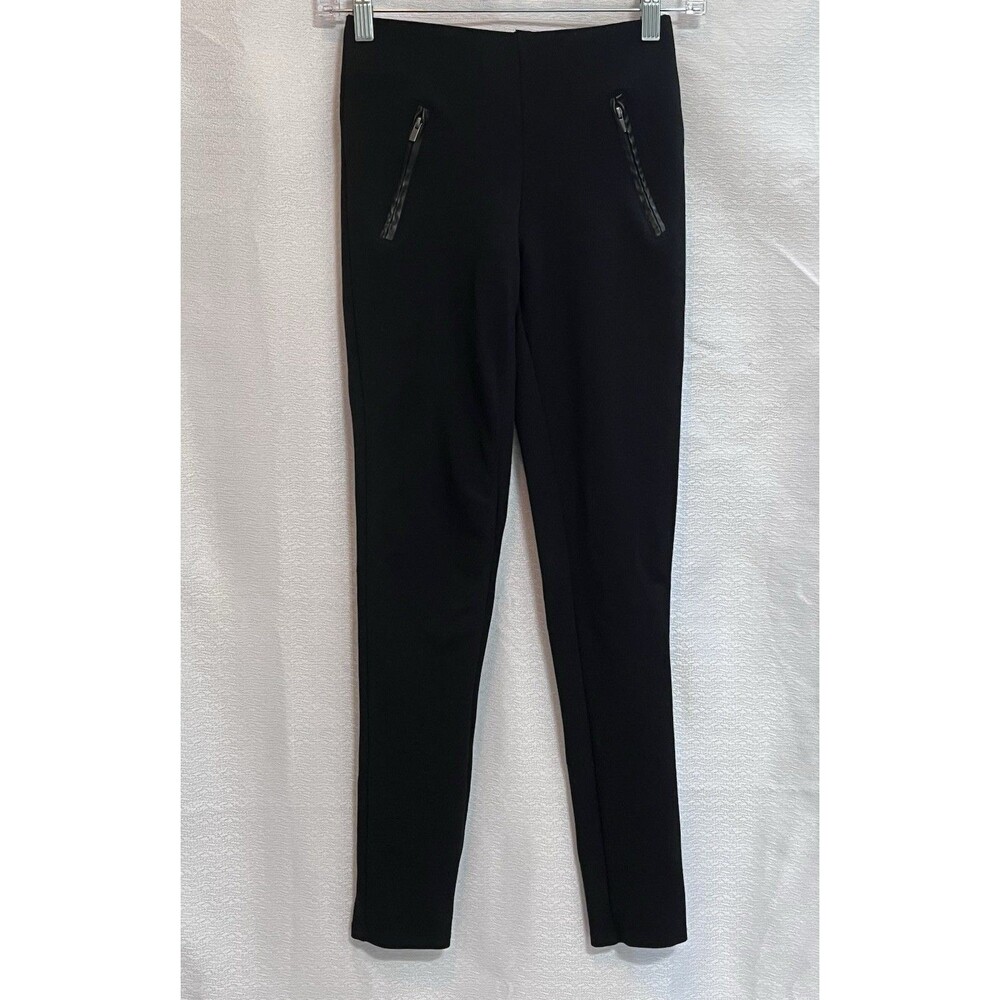 Parasuco Stretch Slim Zippered Pockets Pants Womens XS Black Goth Biker Witchy